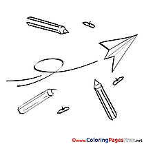 Plane Paper Pencils for Kids printable Colouring Page