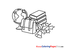 Schoolbag Globe Colouring Sheet download free