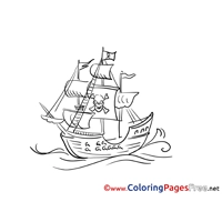 Pirate Ship for Children free Coloring Pages