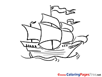 Sailing Ship Children Coloring Pages free