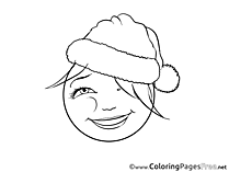 Santa Hat Kids Smiles Coloring Page