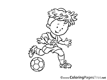 Attack Player Kid Soccer Colouring Sheet free