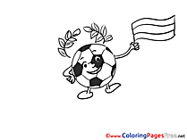 Ball with Flag printable Soccer Coloring Sheets