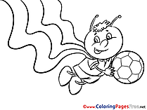 Bee with Ball for Kids Soccer Colouring Page