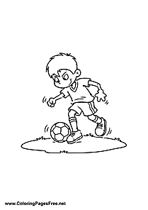 Boy Playing Soccer Printable Coloring Page