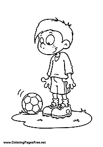 Boy with Soccer Ball - Free Sports Coloring Pages