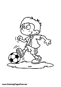 Child Playing Soccer PDF Coloring Page