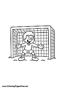 Child Standing in a Soccer Goal Coloring Page