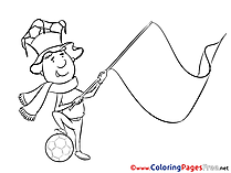 Fan with a Flag Colouring Page Soccer free