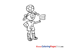 Flag Girl Ball printable Soccer Coloring Sheets 