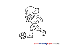 Girl Children Soccer Colouring Page