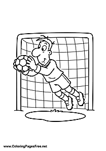 Goalkeeper Catching Ball in Goal - Soccer Coloring Page