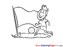 Grass Football Player free Colouring Page Soccer