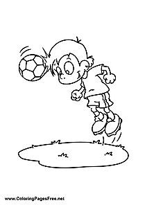 Soccer Heading the Ball Coloring Page