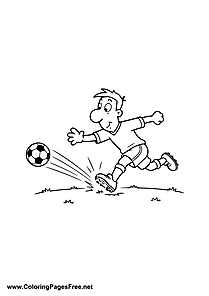 Soccer Player Kicking the Ball Hard Coloring Page