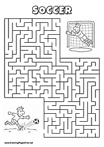 Printable Maze 'The goalkeeper is diving for the way to the ball'