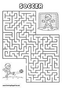 Printable Maze 'The goalkeeper is jumping for the way to the top corner'