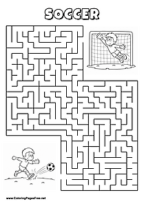 Printable Maze 'The goalkeeper is reaching for the way to the fast shot'