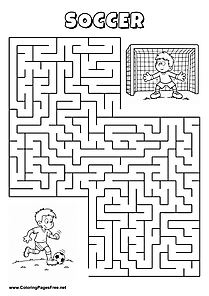 Printable Maze 'The soccer player is looking for the way to the goal'
