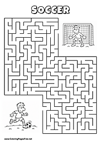 Printable Maze 'The soccer player is running for the way to victory'