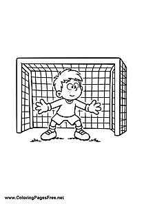 Young Goalkeeper in a Soccer Goal Coloring Page