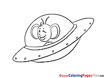 Flying Saucer Children Coloring Pages free