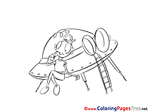 Flying Saucer Kids download Coloring Pages