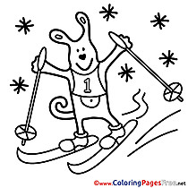 Animal Ski Kids download Coloring Pages