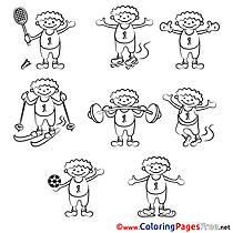 Boy download Colouring Sheet Sport free