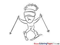 Ski download Colouring Sheet free