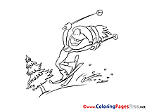 Ski for Kids printable Colouring Page