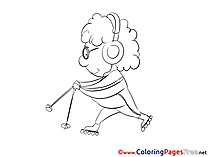 Sport for Kids printable Colouring Page Old Woman