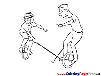 Unicycle Kids download Coloring Pages