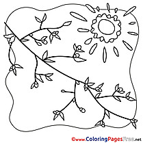 Sun Branch free Spring Coloring Sheets
