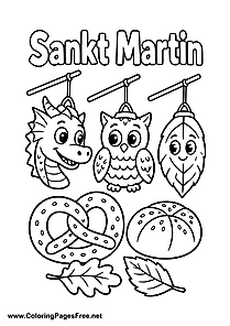 Dragon and Owl Lanterns with St. Martin's Day Treats Colouring Sheet