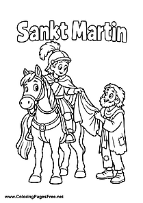 St. Martin Giving His Cloak to a Beggar for St. Martin's Day Colouring Page