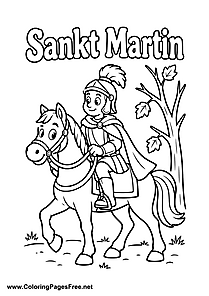 St. Martin on His Horse in Autumn for St. Martin's Day Colouring Sheet