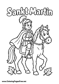 St. Martin on Horseback for St. Martin's Day Printable Colouring Page