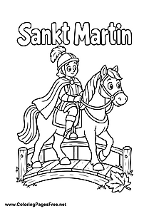 St. Martin Riding Across a Bridge for St. Martin's Day Printable Colouring Page