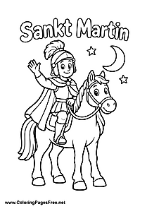 St. Martin Riding His Horse at Night for St. Martin's Day Colouring Sheet