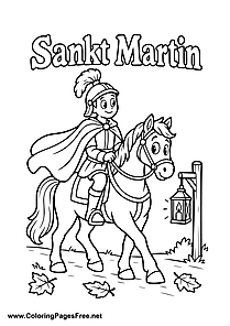 St. Martin Riding Through Autumn with a Lantern for St. Martin's Day Colouring Sheet