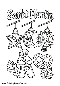 St. Martin's Day Lanterns and Traditional Treats Colouring Page