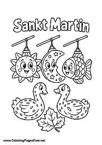 St. Martin's Day Lanterns with Sun Moon and Fish Colouring Sheet