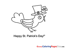 Bird in Hat Kids St. Patricks Day Coloring Page