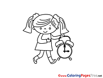 Alarm Clock Kids Summer Girl Coloring Pages