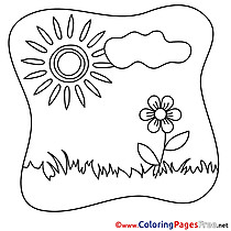 Cloud Sun Summer Coloring Pages Flower free