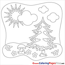 Fir Sun Kids Summer Coloring Page