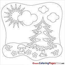 Fir Sun Kids Summer Coloring Page