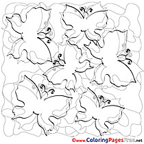 For Kids Summer Butterflies Colouring Page