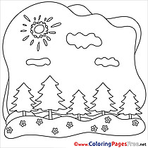 Forest Clouds Kids Summer Coloring Pages